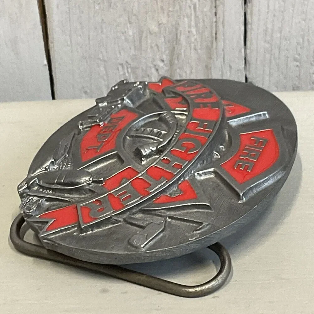 Siskiyou Fire Fighters Belt Buckle Mens 1991 Pewter Dimensional‎ First Responder